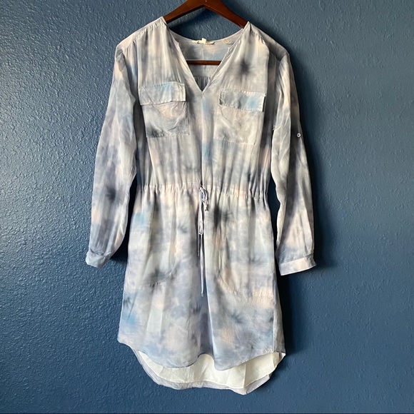 Rebecca Taylor 100% Silk Blue Tie Dye Dress Size 4